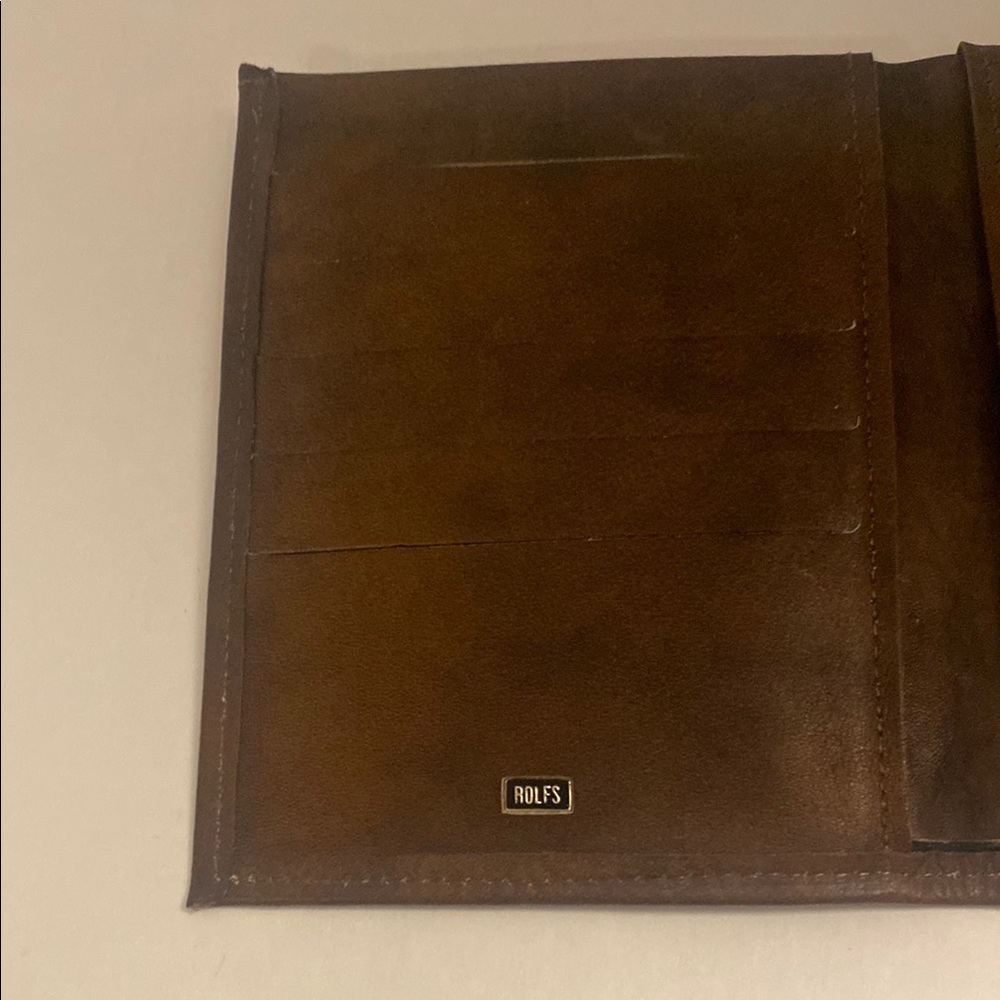 Rolfs Vintage Brown Cowhide Leather Mens Bifold Wallet Credit Card Slots NWT - Picture 4 of 8